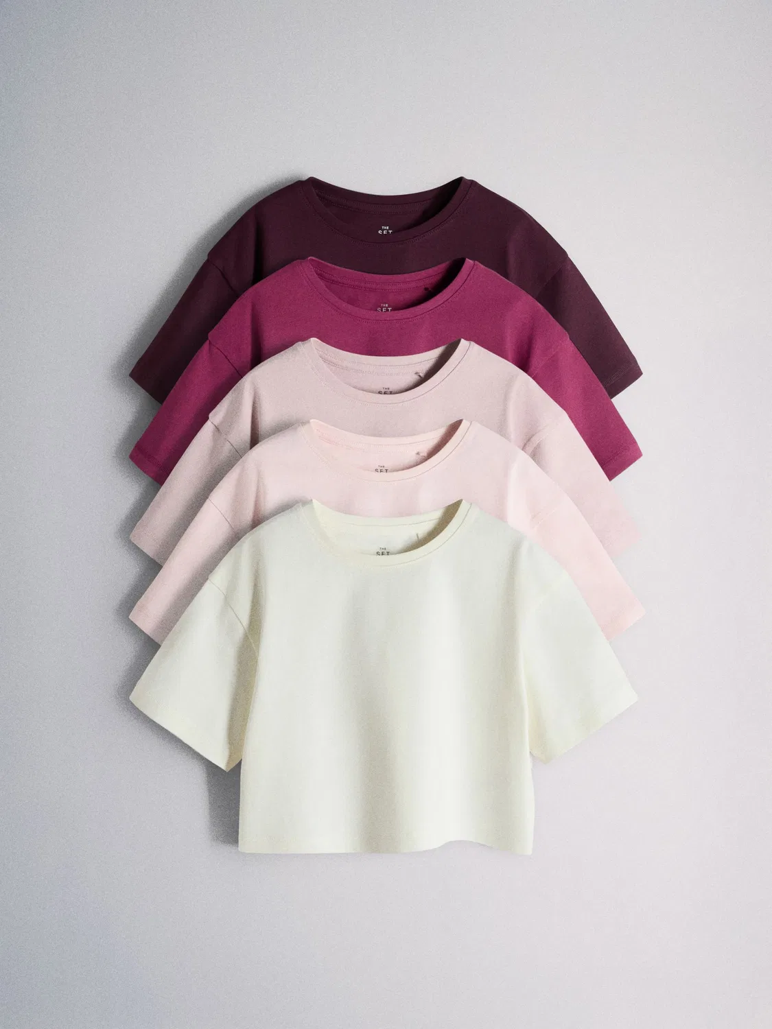 Набор футболок The Set 5 Pack Oversized, Pink/Purple/White