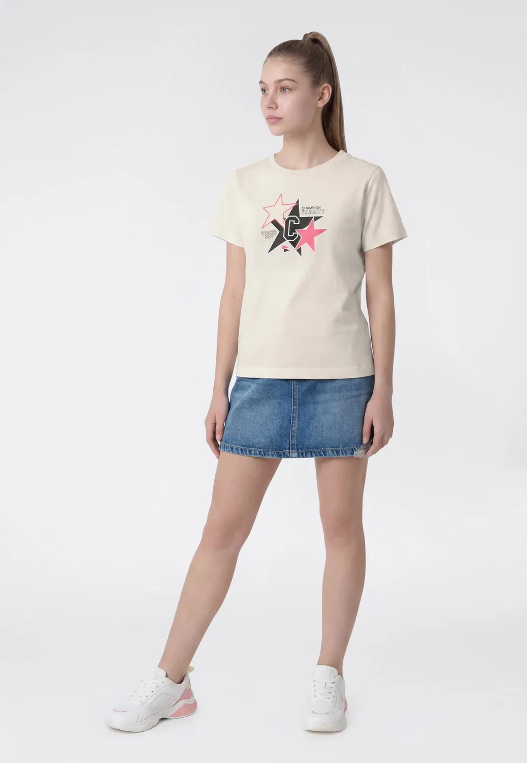 Стандартный крой - футболка с принтом Champion, Off-White — фото 2