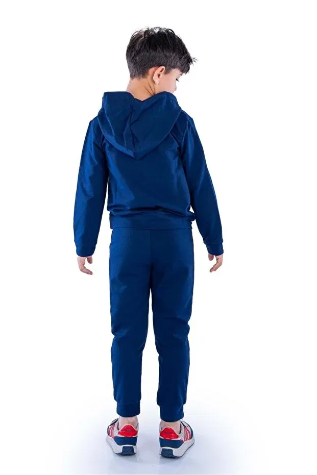 Детский спортивный костюм из футера с капюшоном Minikadam, Navy Blue — фото 4