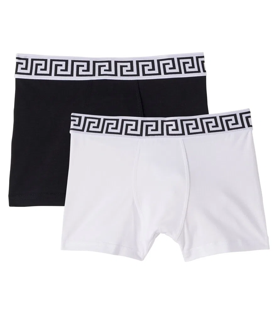 Комплект из 2 трусов из хлопкового трикотажа Versace Kids, черный