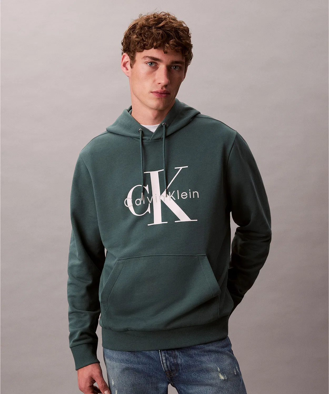 Мужское худи с принтом Monogram Calvin Klein, Dark Green