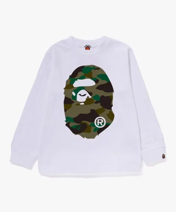 Футболка с длинным рукавом Big Ape Head Camo, Bape, зеленый
