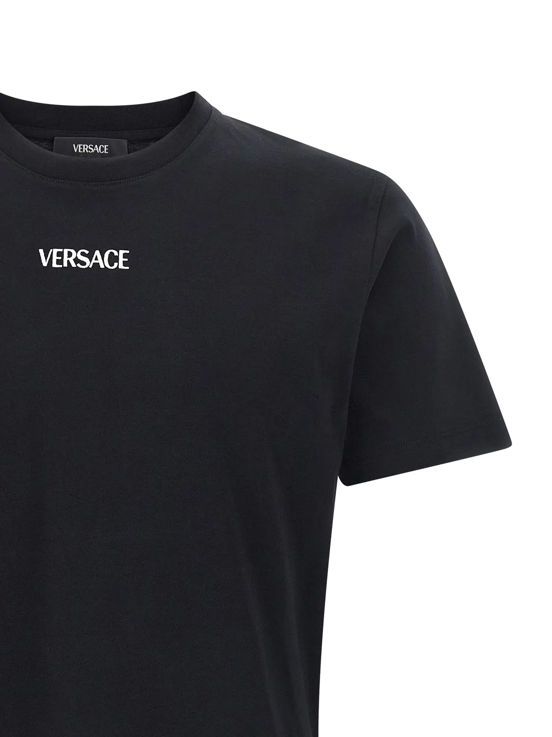 Мужская футболка с вышитым логотипом Versace, черный — фото 3