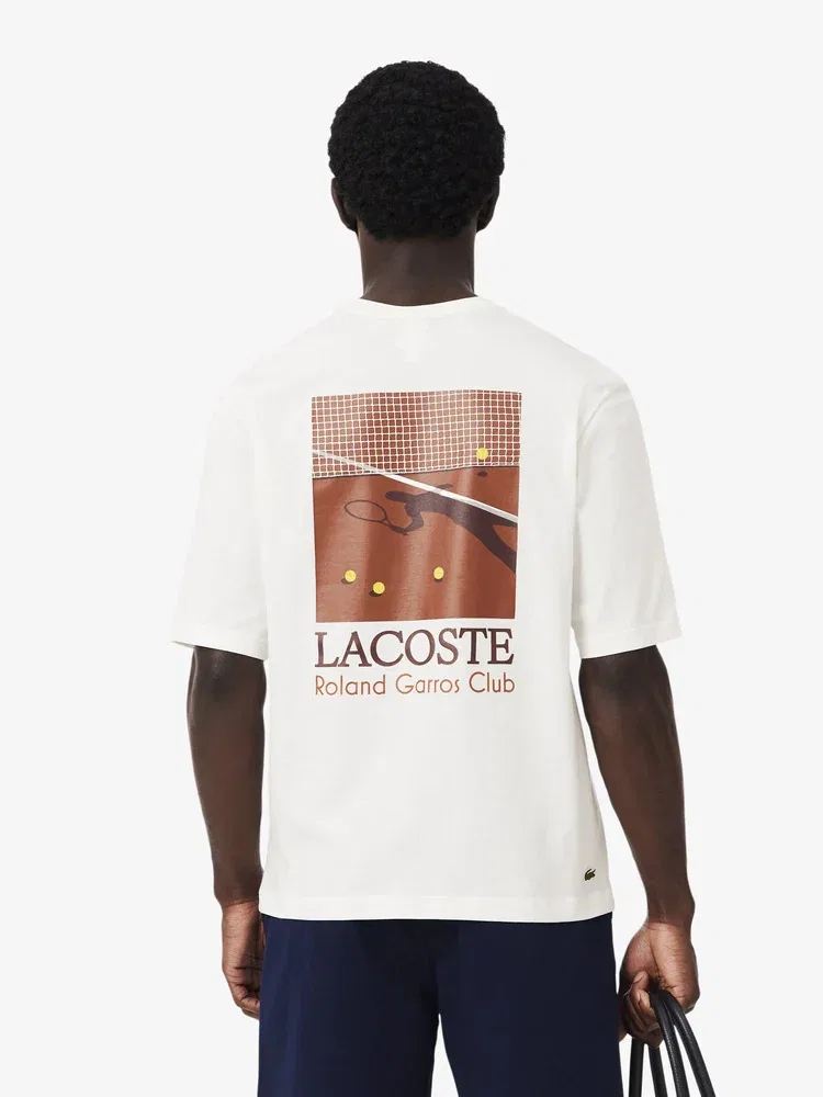 Футболка с графическим принтом Roland Garros LACOSTE, White — фото 3