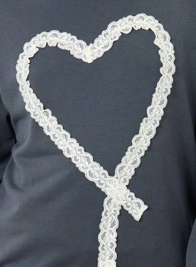 Комплект свитшот с кружевом и леггинсы клеш Teen Heart Styli, мультиколор — фото 4