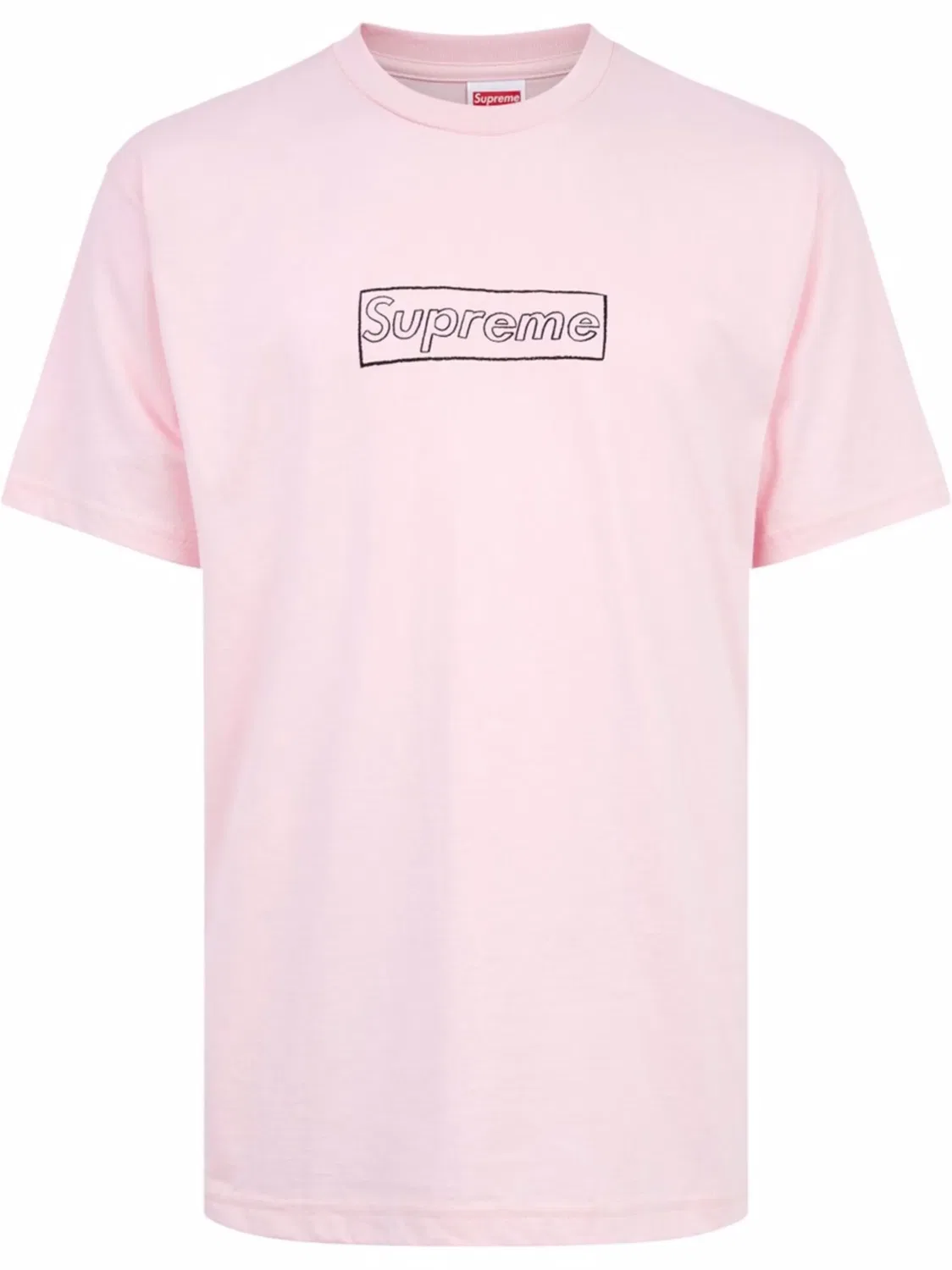 Supreme Футболка с круглым вырезом Chalk Logo розовая