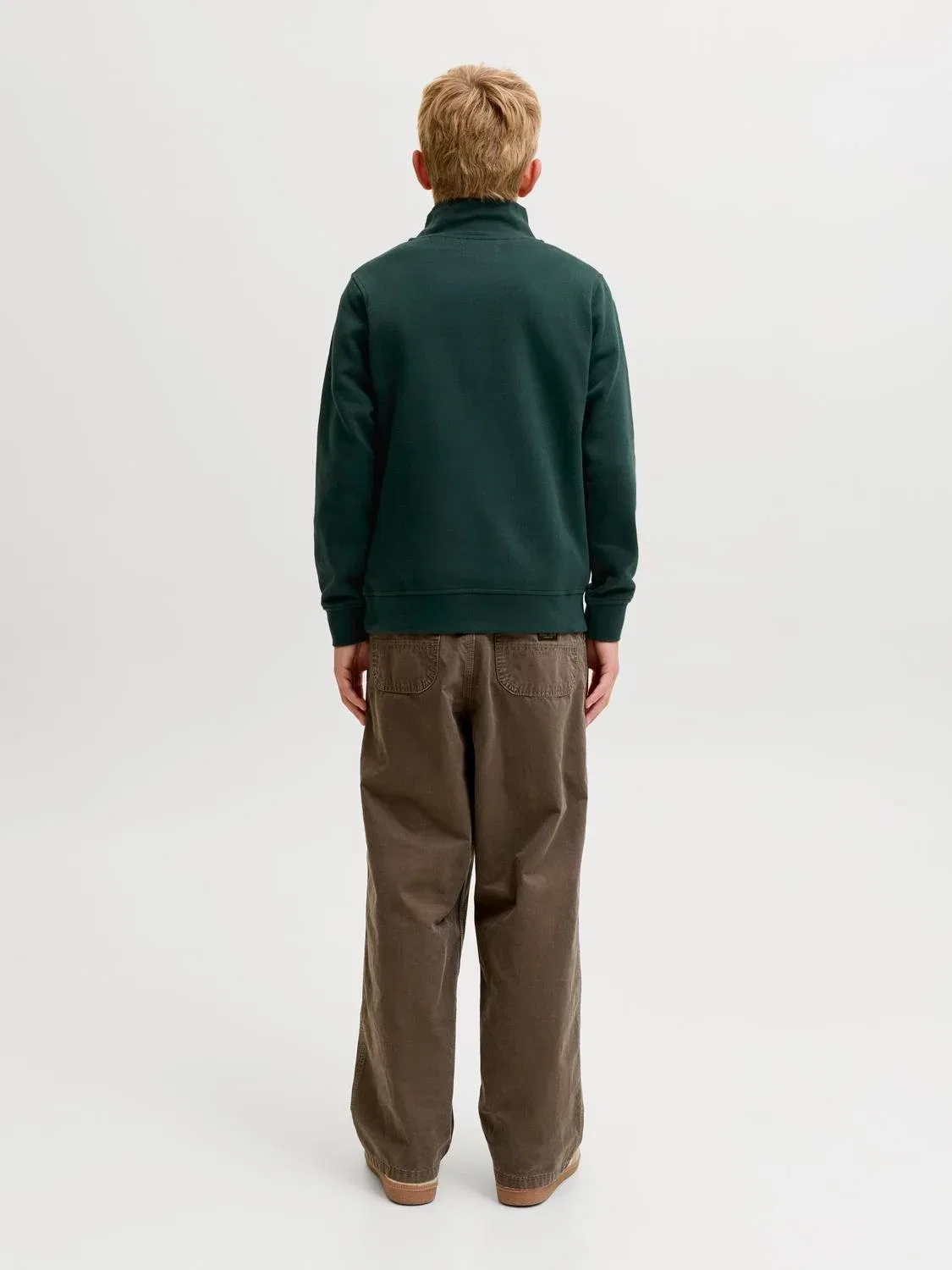 Свитшот на молнии Jjesoho Quarter-Zip Jack & Jones Junior, зеленый — фото 3