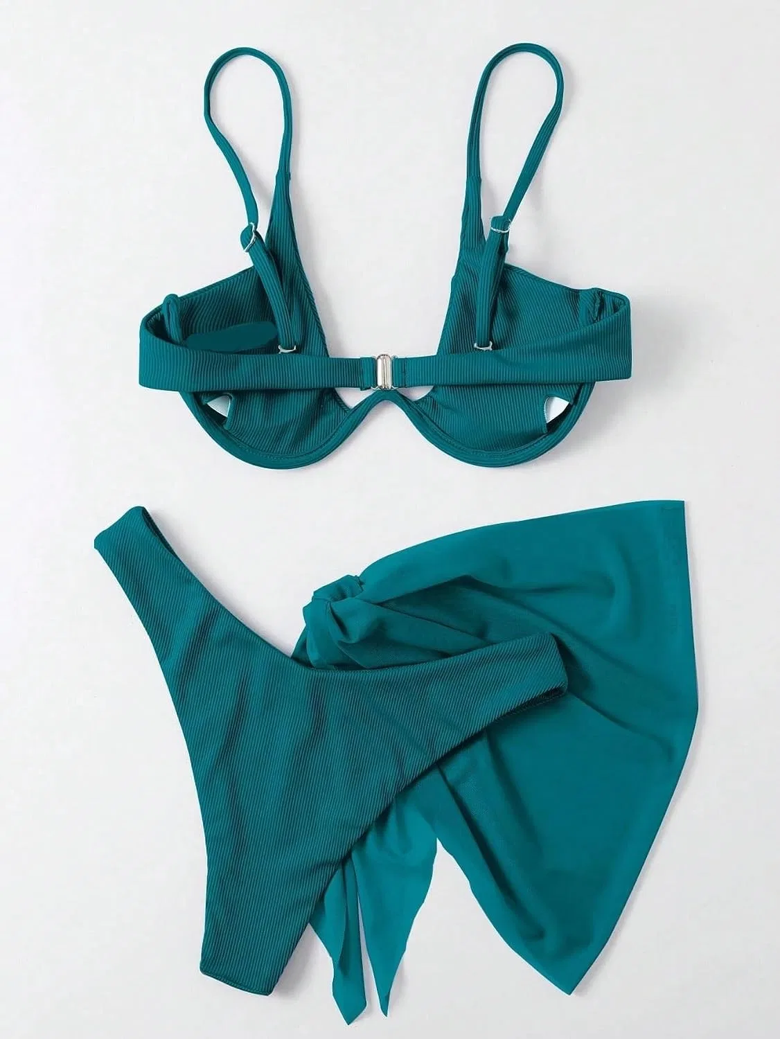 Женский 3-предметный бикини-сет с завышенной талией Spaghetti Strap, Mint Blue — фото 3
