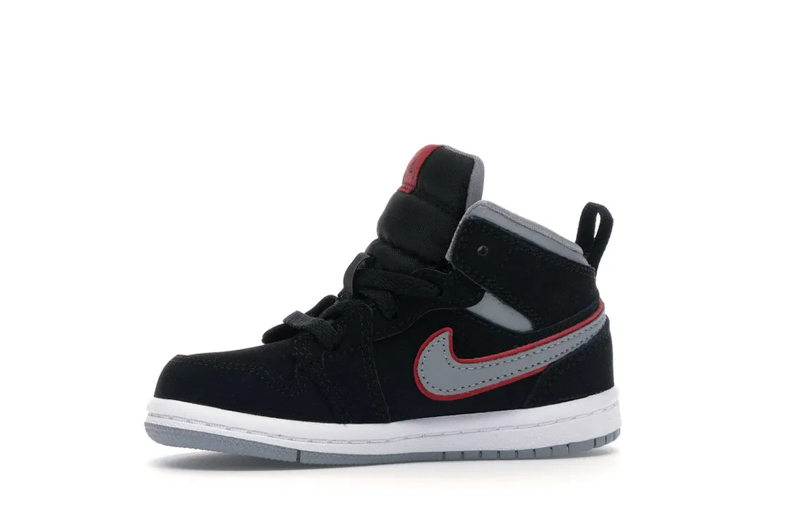 Детские кроссовки Lifestyle с принтом Jordan 1 Mid Jordan, Black/Particle Grey-White-Gym Red — фото 3