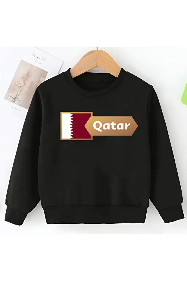 Детская толстовка для девочек хлопковая Love Qatar Cda, Black