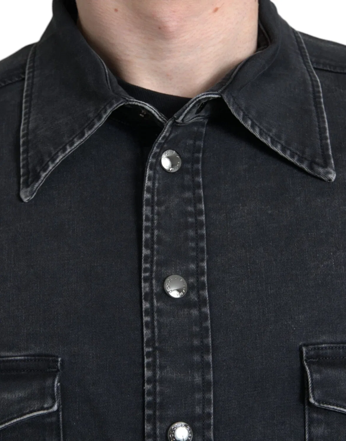 Женская джинсовая рубашка с длинным рукавом Dolce & Gabbana, Black — фото 4