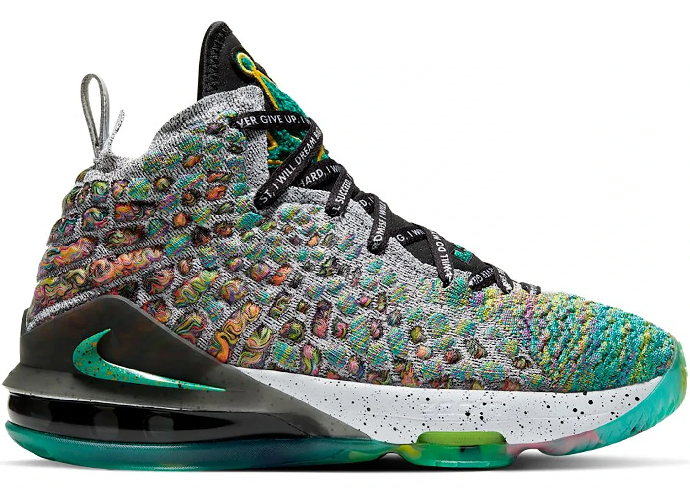 Детские кроссовки для мальчиков высокие Nike LeBron 17, Neptune Green/White-Black
