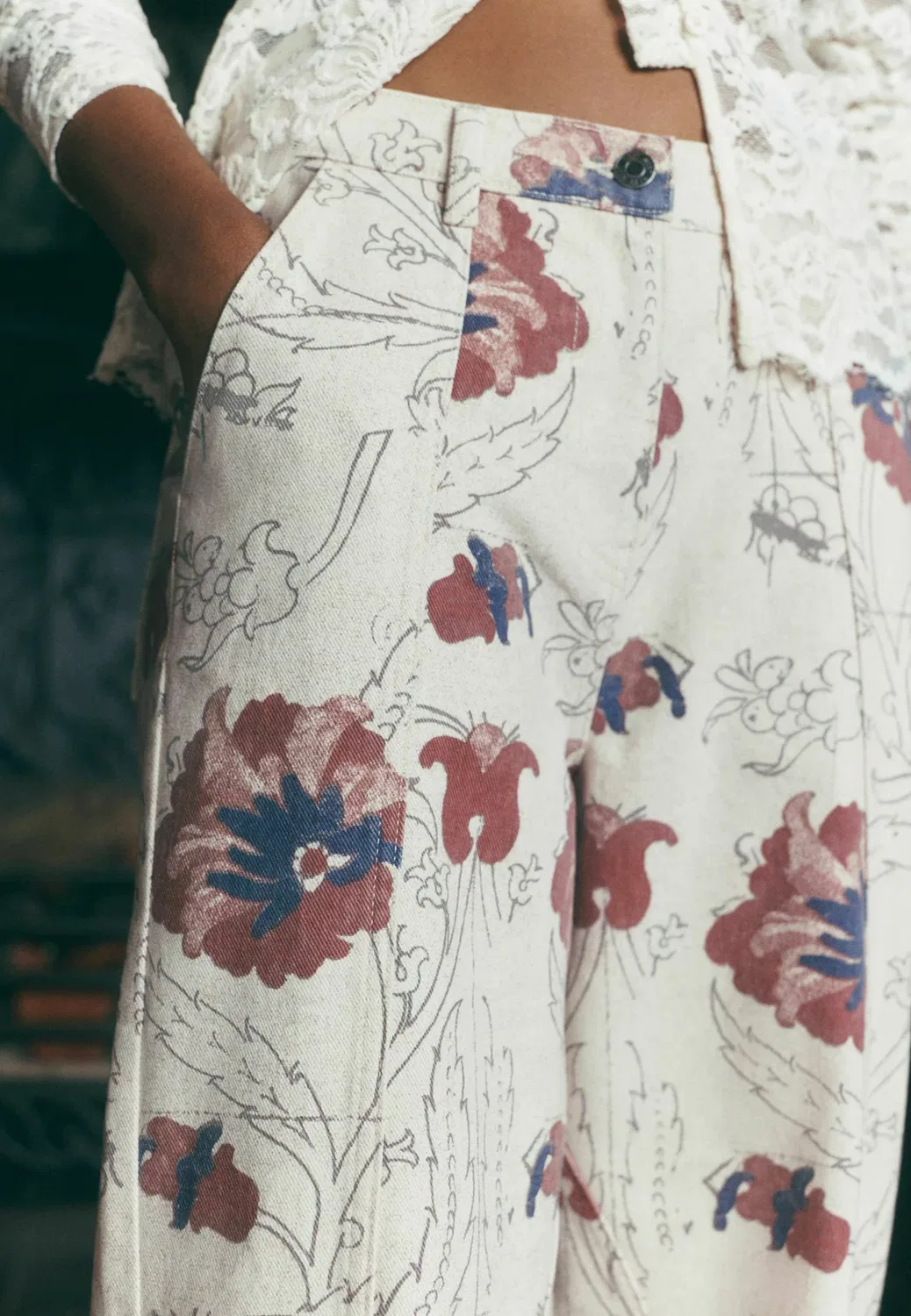 Широкие ноги Next, Ecru Floral Print — фото 4