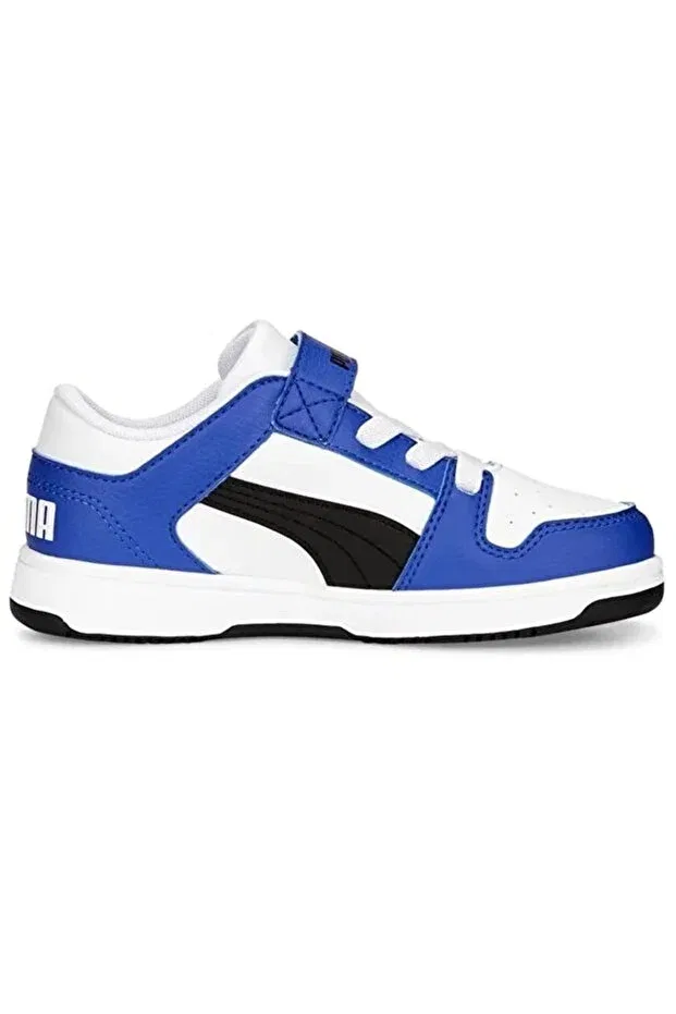 Детские спортивные кроссовки для девочек с липучкой Puma, White - Blue — фото 3