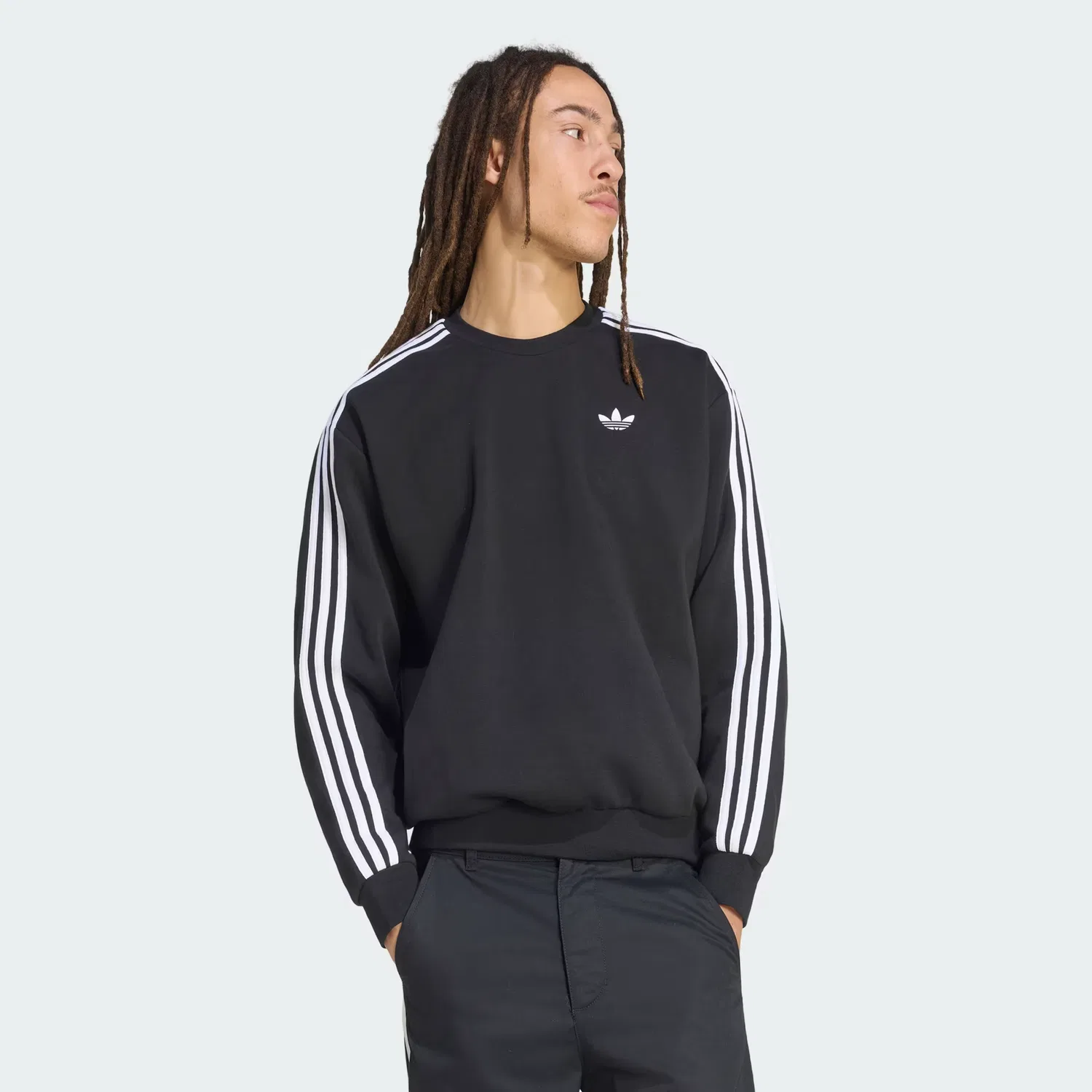 Мужской свитшот оверсайз Adicolor 3-Stripes Adidas Originals, черный/белый