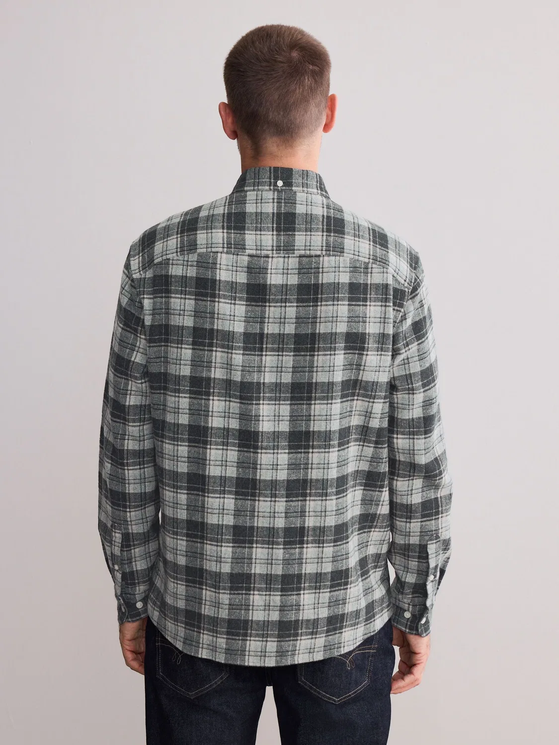 Рубашка в клетку Signature Long Sleeve Next, серый в клетку — фото 4