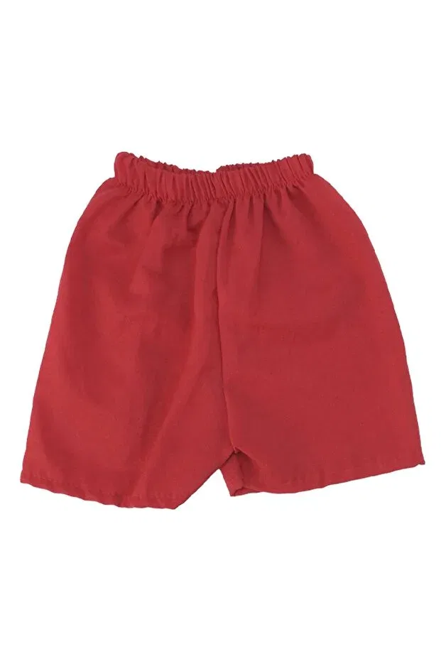 Детский комплект для девочек с цветочным принтом Fruit Patterned Tricotone Dress Suit With Bandanas And Shorts Bebelop, Red — фото 3