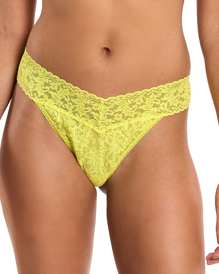 

Сигнатурное кружево Original Rise Тонг Hanky Panky, желтый