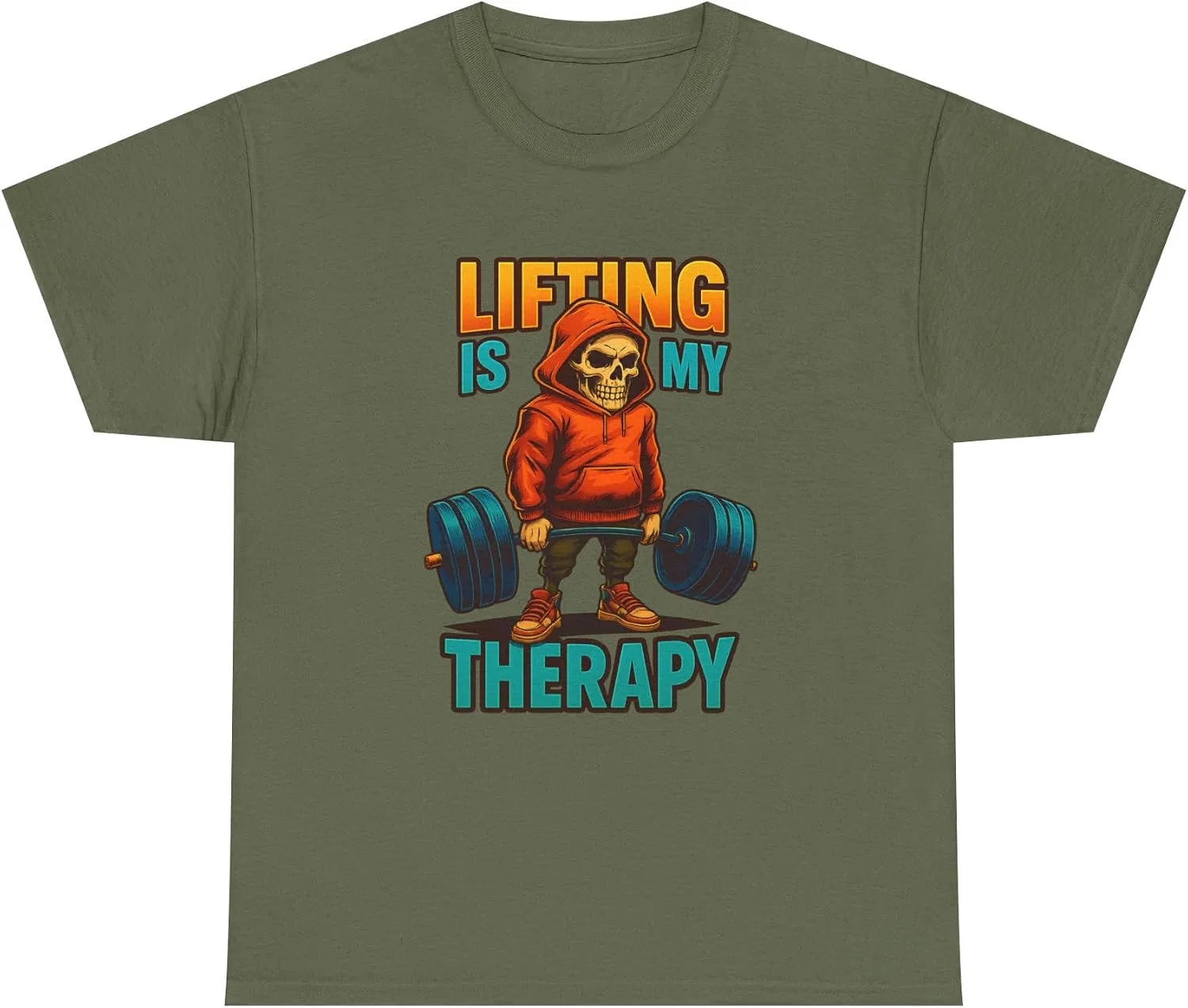 Мужская футболка с принтом Lifting Is My Therapy, Military Green