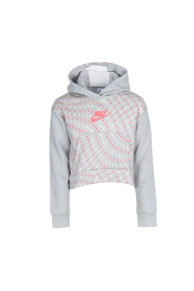 Детское худи для девочек с принтом Nike, Gray — фото 2