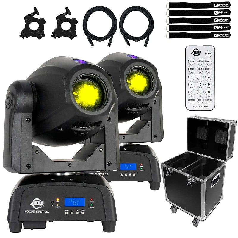 Американский DJ Focus Spot 2X 100W LED DMX Gobo Moving Head Light Pair с кейсом для полета American DJ American DJ Focus Spot 2X 100W LED DMX Gobo Moving Head Light Pair w Flight Case - фото