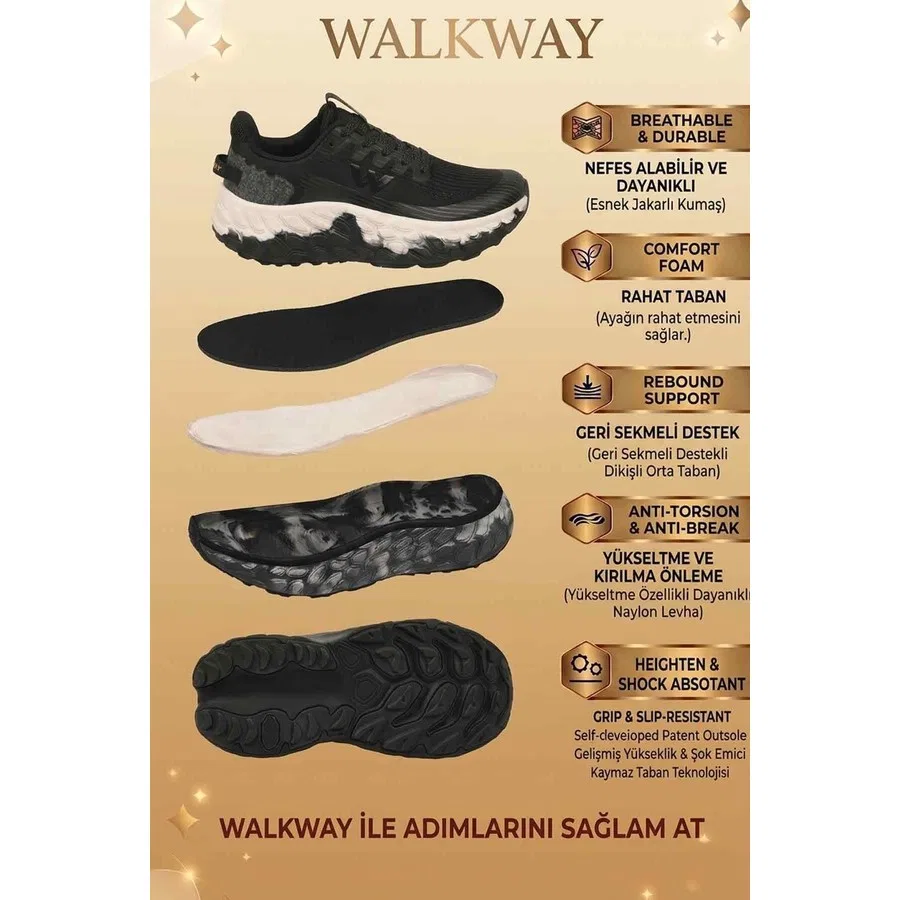 Кроссовки с высокой подошвой Memory Foam Walkway, Черно-белый — фото 3