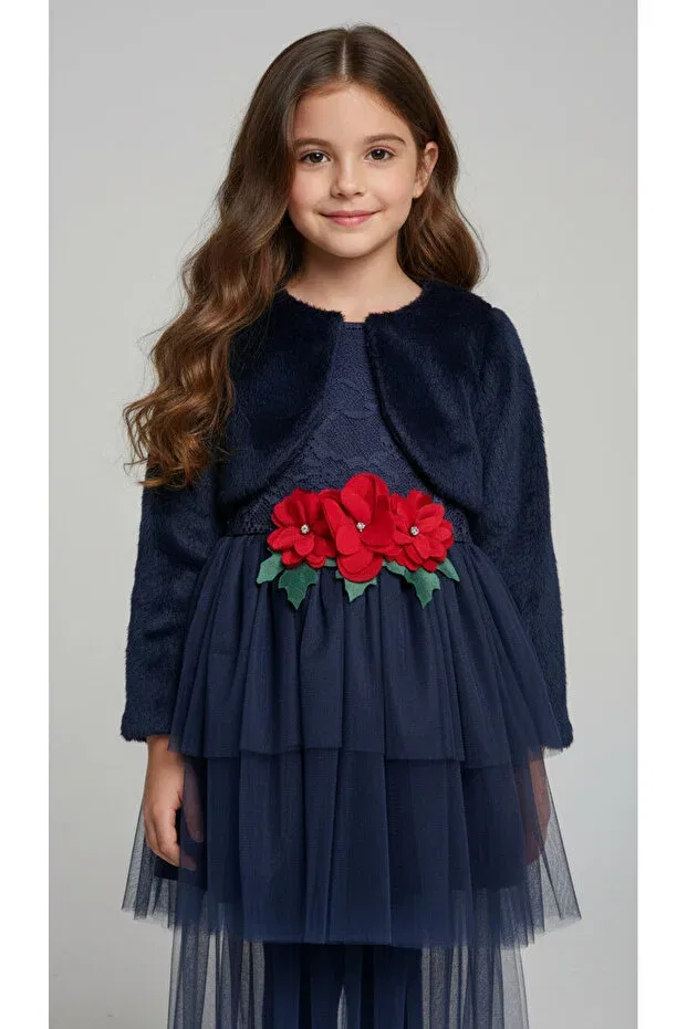 Детское платье для девочек с длинным рукавом Glam Jolanda, Navy Blue