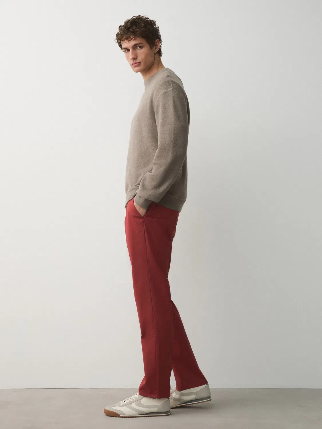 Брюки чинос Slim Fit Cotton Rich Stretch Next, красный — фото 3