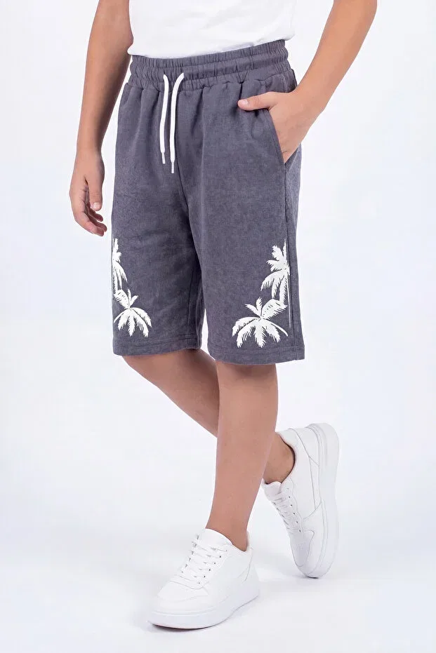 Детские шорты-капри с принтом Palm Tree Print, Panios Kids, Smoke Grey
