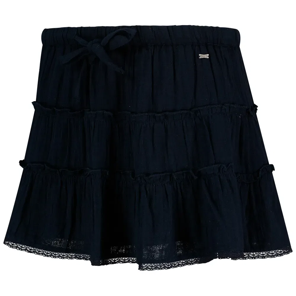 Женская хлопковая юбка-миди с ярусным дизайном Cheesecloth Tiered Mini Skirt Superdry, Blue — фото 2