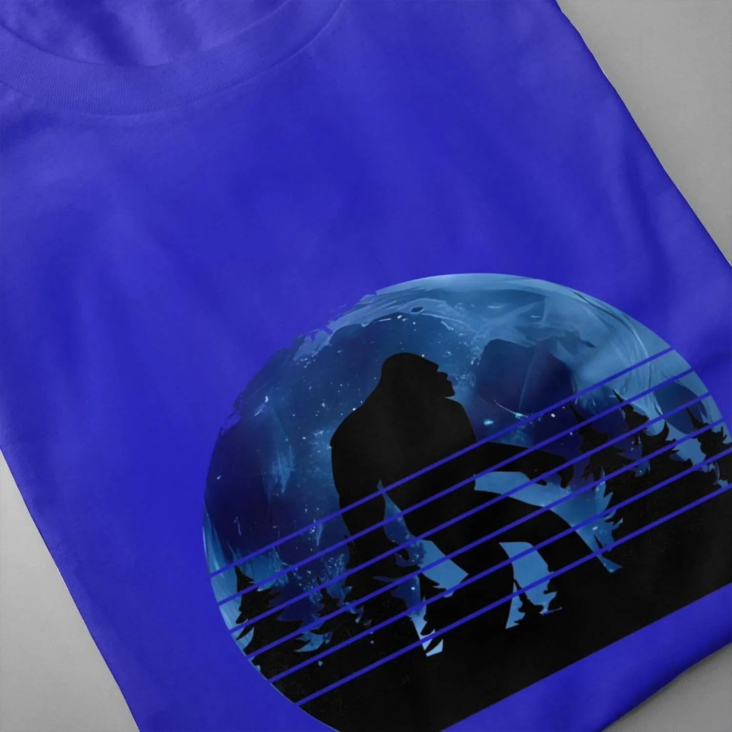 Мужская футболка с принтом Moon Bigfoot Trees, Blue — фото 3