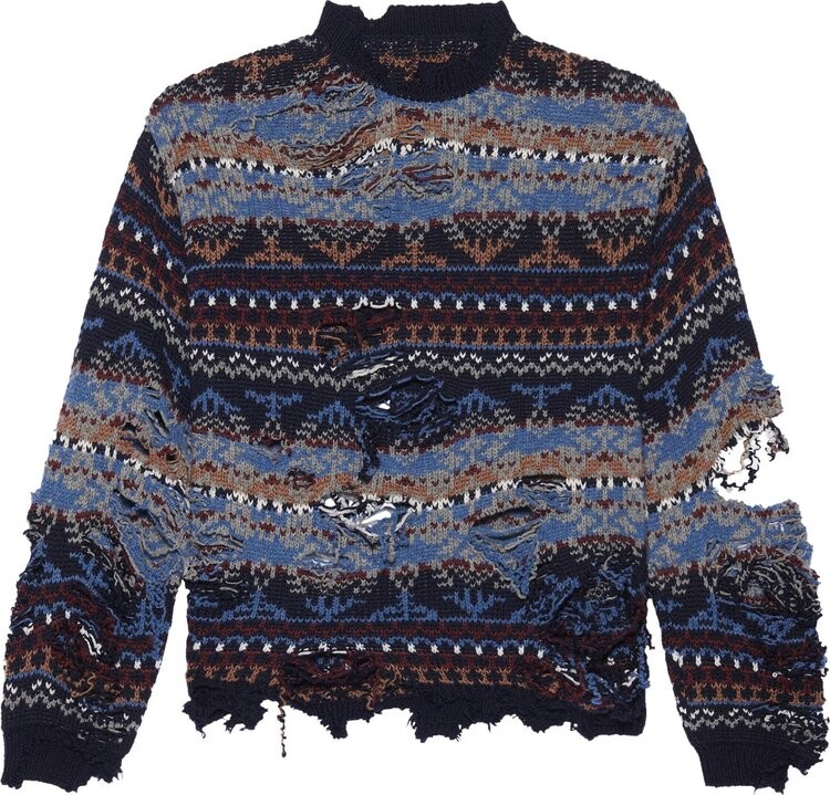 

Свитер Balenciaga Ripped Sweater 'Navy/Multicolor', синий