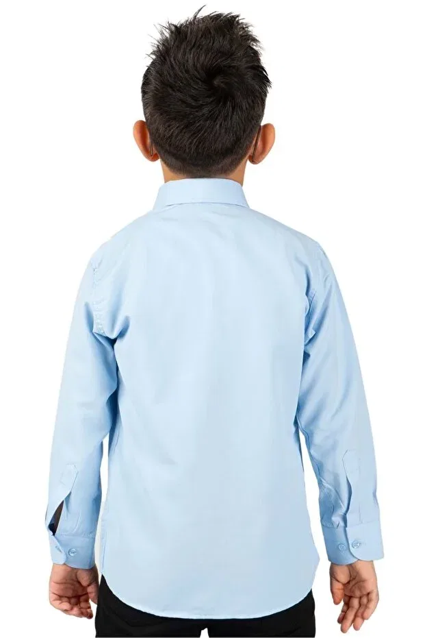 Детская рубашка для мальчиков с длинным рукавом Mnk Baby&Kids, Blue — фото 4
