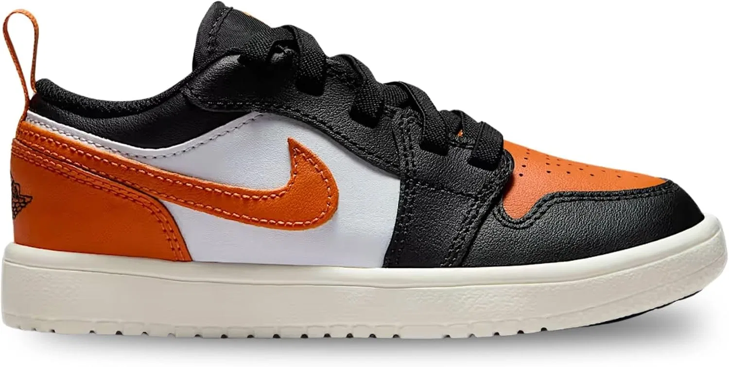 Детские кроссовки для мальчиков с кожаным верхом Jordan 1 Low ALT Nike, Black/Starfish/White/Sail — фото 2