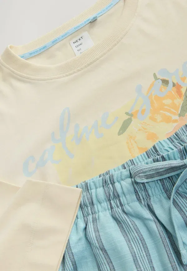 Пижама хлопковая Tall fit - graphic short sleeve pyjamas set Next Stripe, синий — фото 4