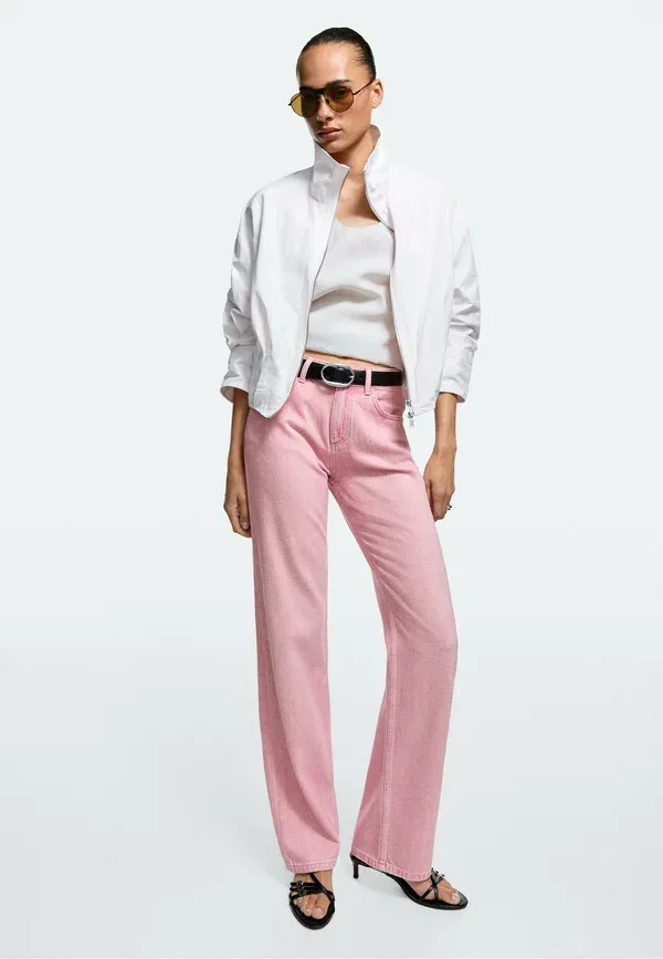 Джинсы прямого кроя Straight leg jeans Massimo Dutti, pink, розовый — фото 3