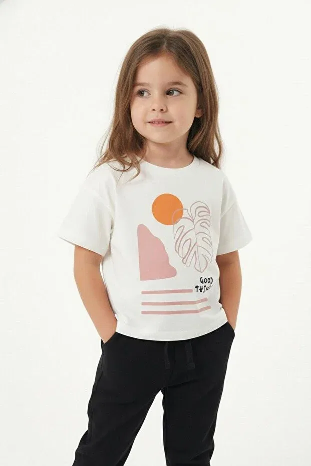 Детская футболка для девочек с принтом Good Things Printed Miababy, Rose Dry — фото 4