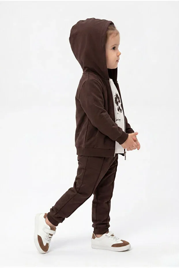 Детский комплект спортивных костюмов для девочек с вышивкой Toontoy, Brown — фото 3