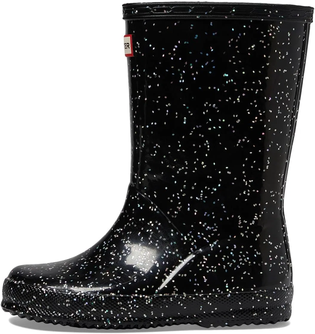 Детские сапоги для девочек с блестками Hunter Original First Classic Giant Glitter, Black — фото 4
