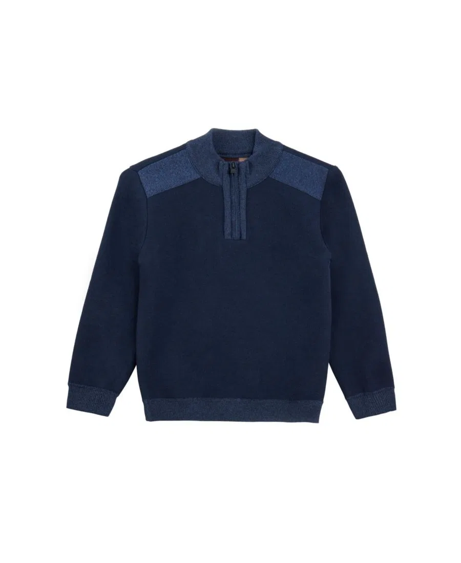 Свитер из флиса с четвертной молнией Boys Quarter Zipper Fleece Flannel Lining Sweater XRAY, Navy/Ink Blue