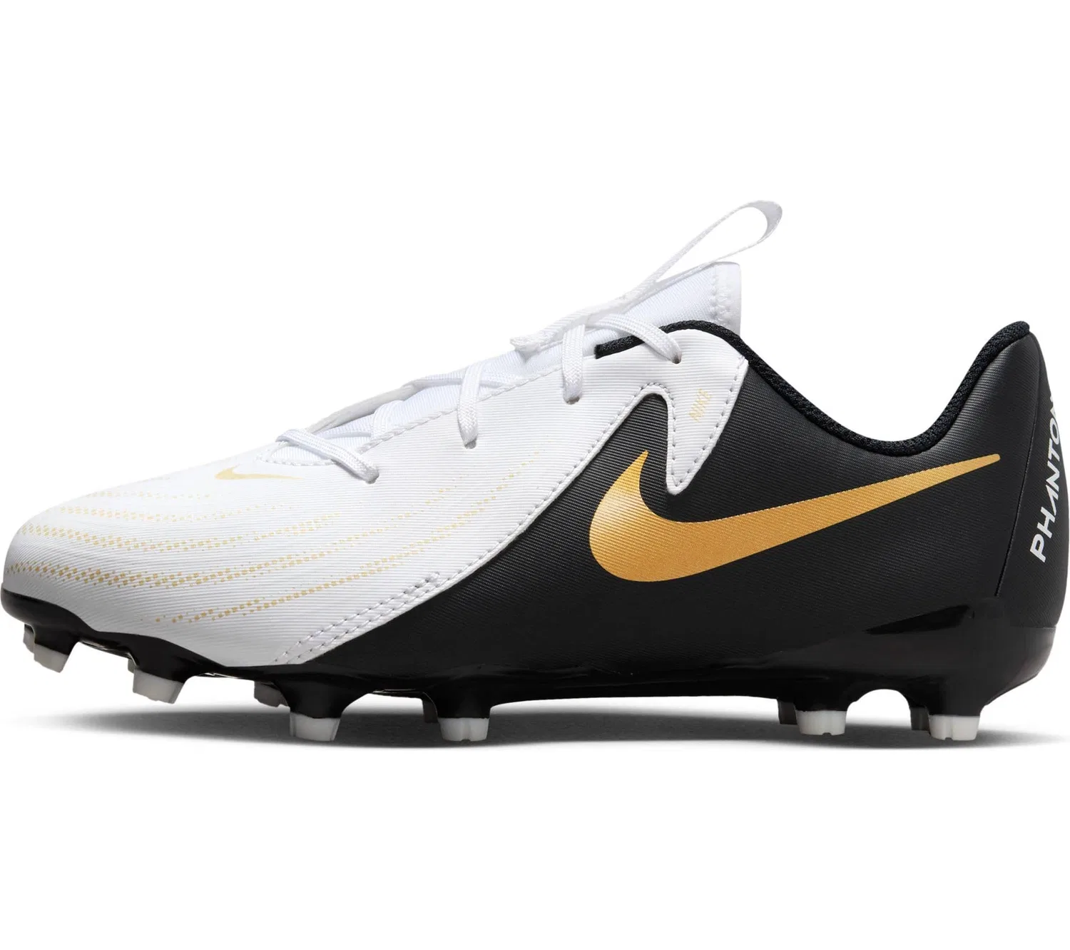 Детские бутсы для мальчиков с шипами NIKE Fd6722 NIKE, White Black Mtlc Gold Coin