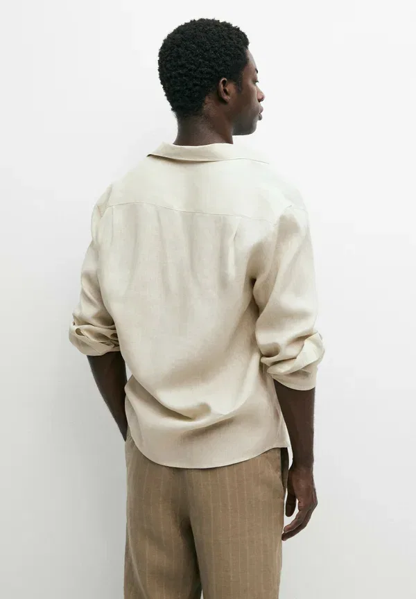 Рубашка из льна Shirt Massimo Dutti, Beige, бежевый — фото 3