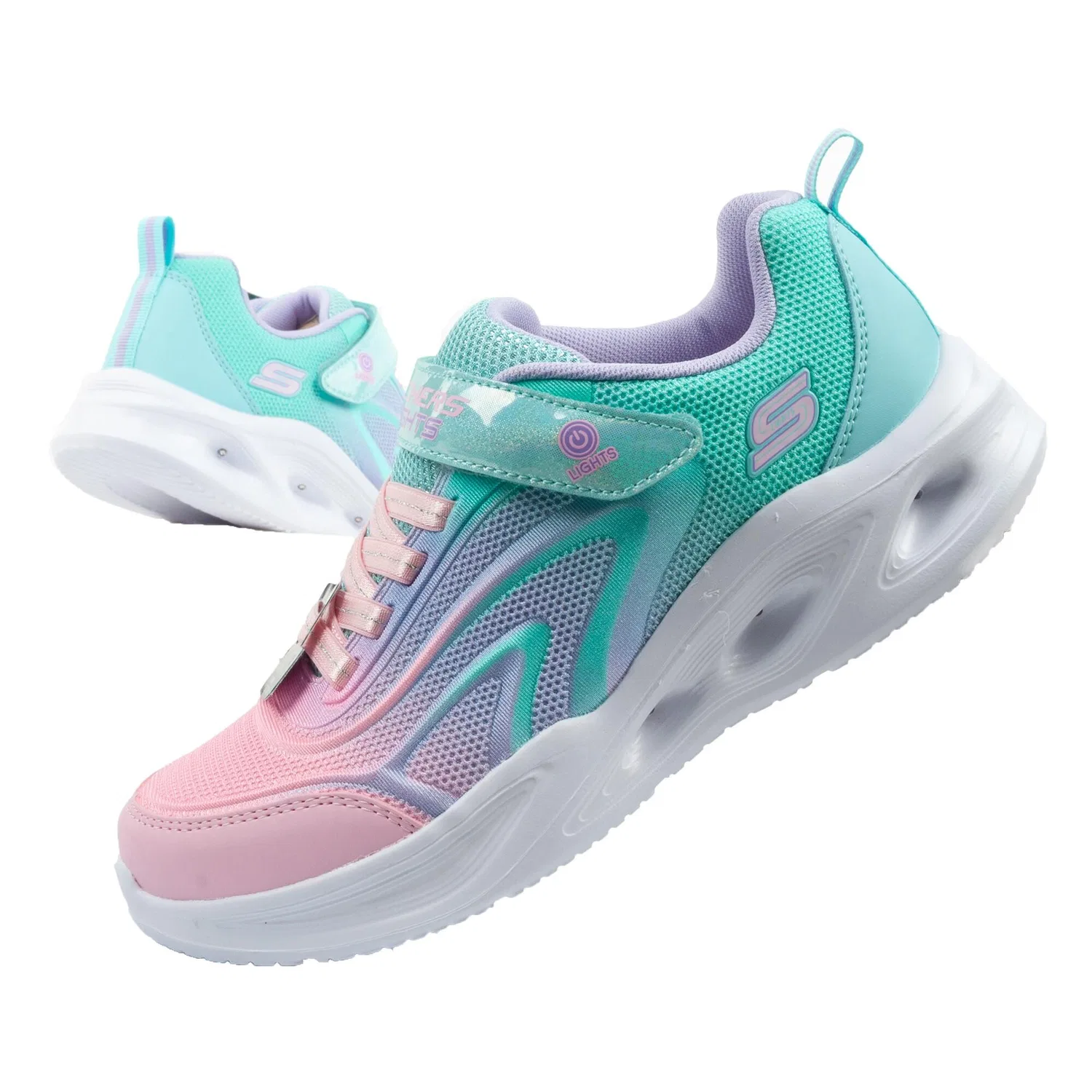 Детские кроссовки Skechers Color Breeze LED, Turkis Rosa Violett