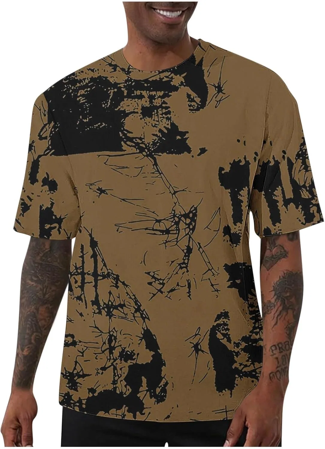 Мужская футболка с круглым вырезом, Khaki