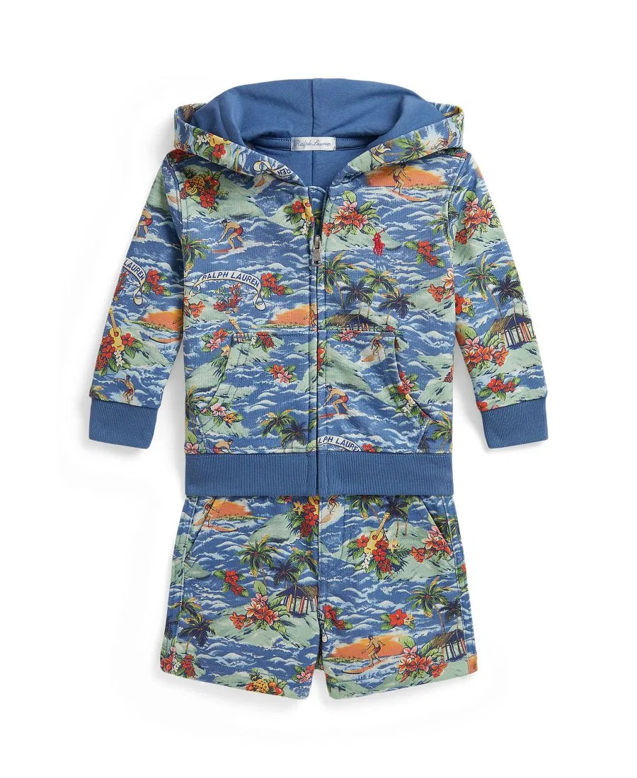 Комплект худи и шорт с тропическим принтом Polo Ralph Lauren, RL Surf Club