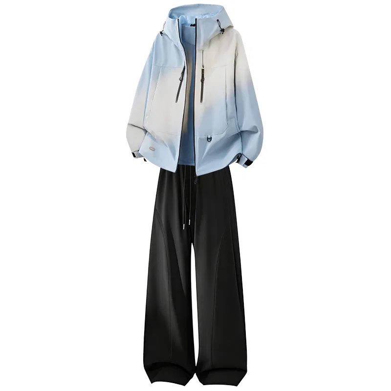 Детский комплект из куртки и брюк с капюшоном, ветрозащитный, Windbreaker Jacket & Pants Sets WARRIOR, Black — фото 3