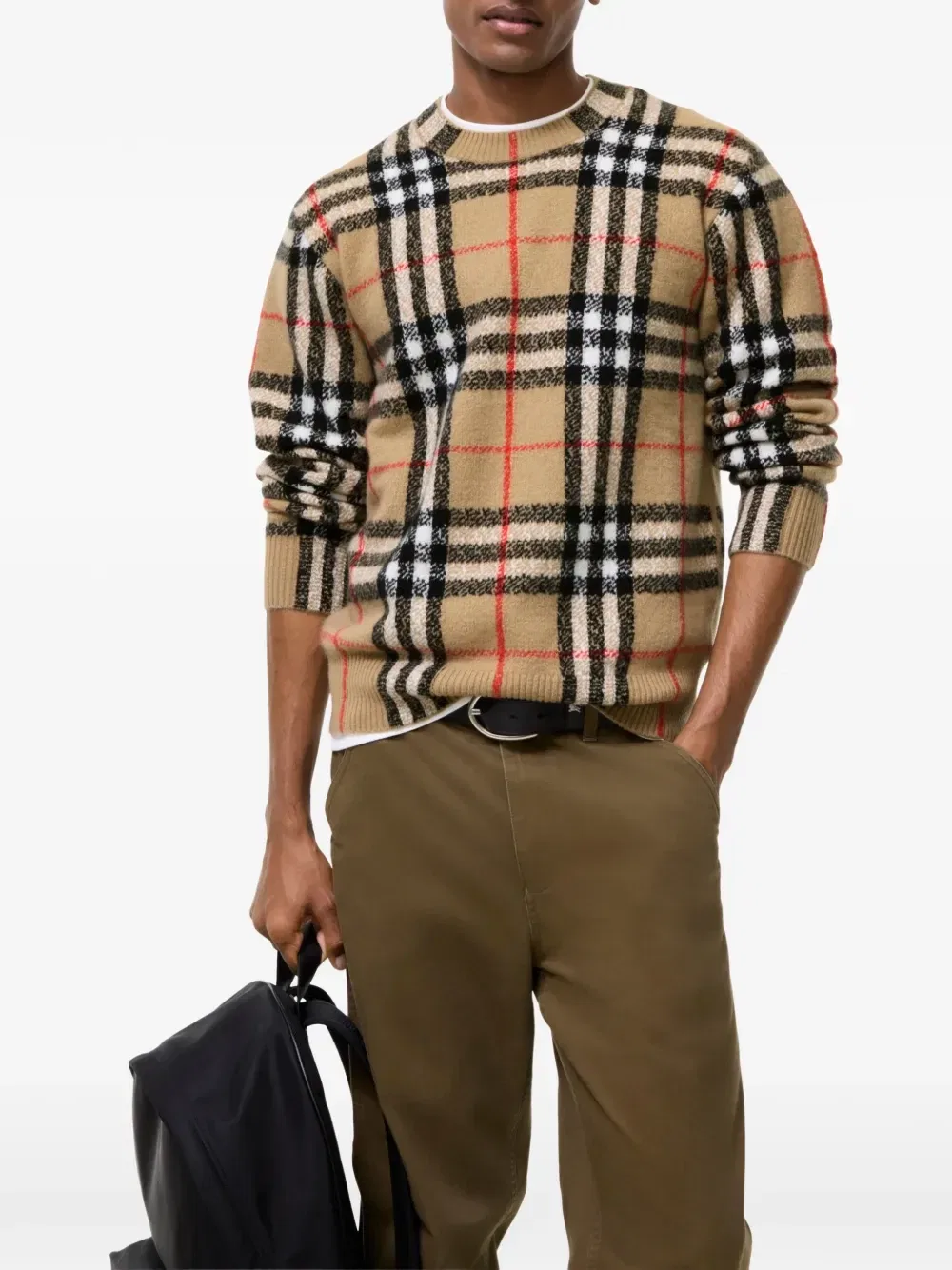Кашемировый свитер в клетку BURBERRY, бежевый — фото 2