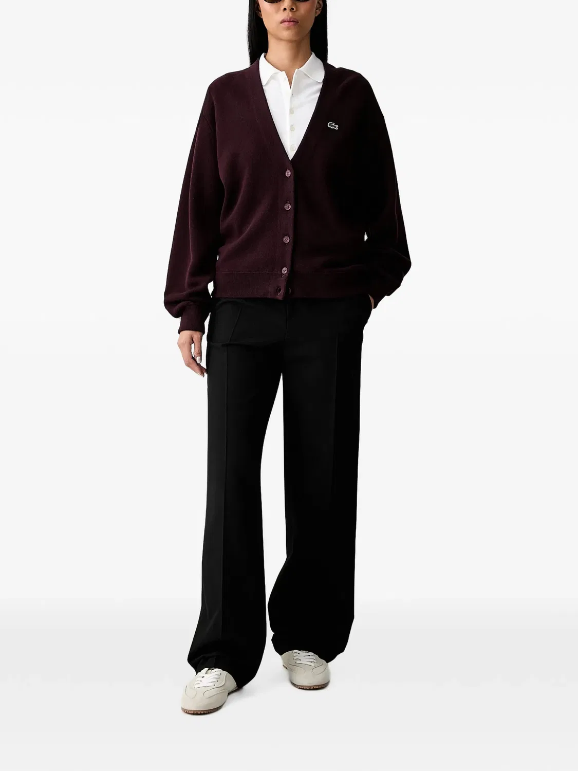 Lacoste Трикотажный кардиган с V-образным вырезом красный — фото 2
