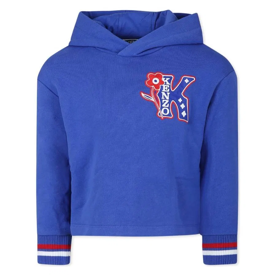 Худи с вышивкой Girls Embroidered Logo Hoodie Kenzo, Blue