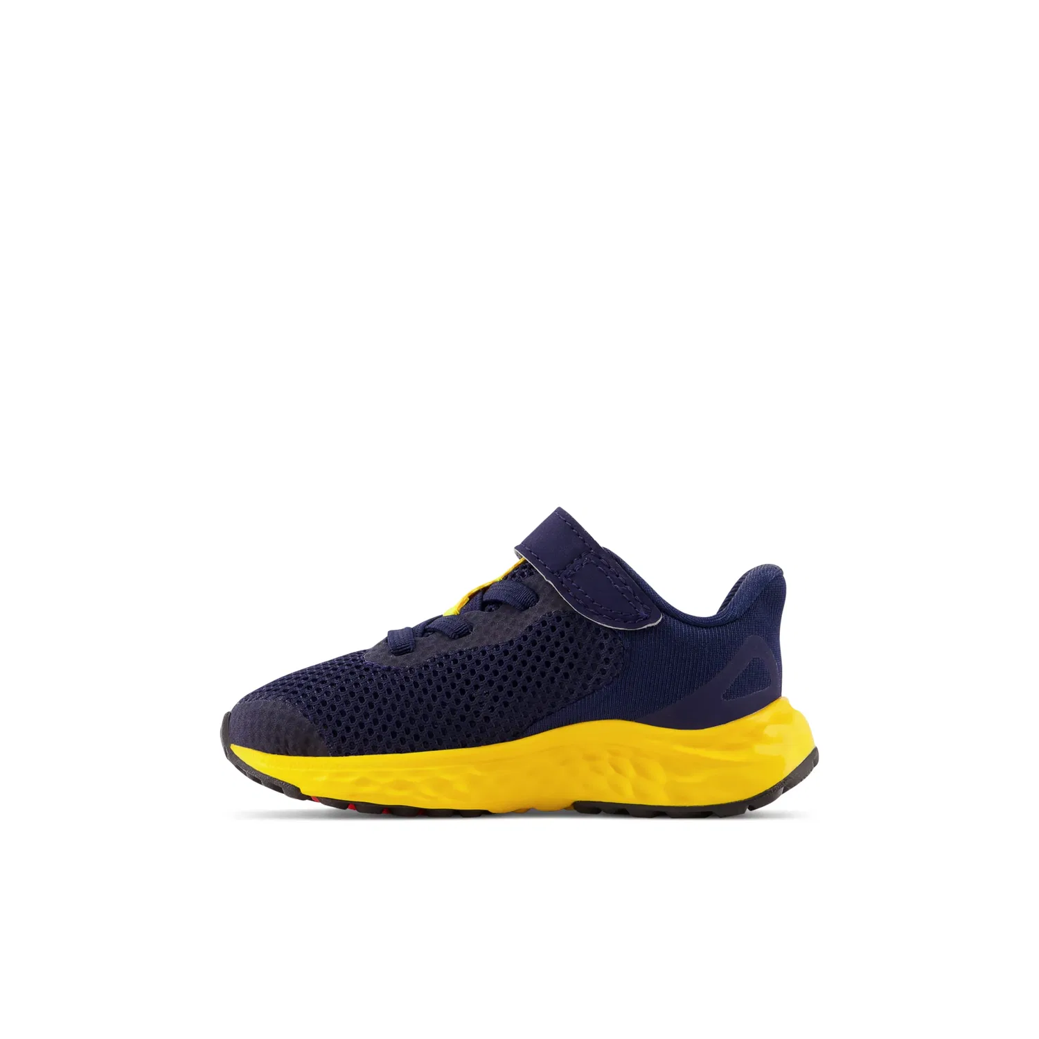 Детские кроссовки с шнурками-бингл и верхней застежкой Fresh Foam Arishi v4 New Balance, Team Navy With Electric Red And Egg Yolk — фото 4
